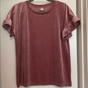 NWOT Pink Velvet Ruffle Sleeve Top